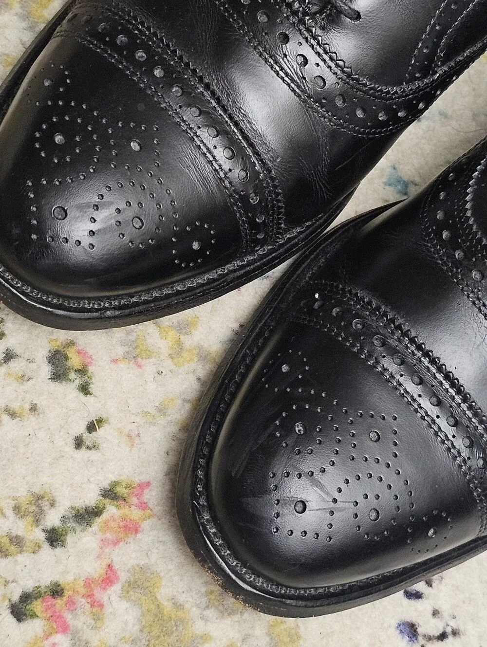 Allen Edmonds Strand Cap Toe Brogue Oxfords Size 10.5 D Black Dress Shoes